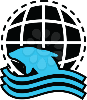 Simple flat color dolphin icon vector
