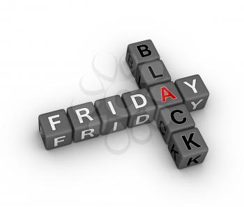 black friday 3d crossword puzzle (design element for christmass sales)