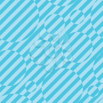 Striped seamless background in blue color with optical illusion effect.