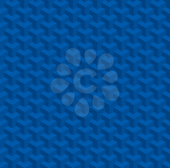 Deep Blue Isometric Seamless Pattern. 3D Optical Illusion Blue Background Texture. Editable Vector EPS10 Illustration.