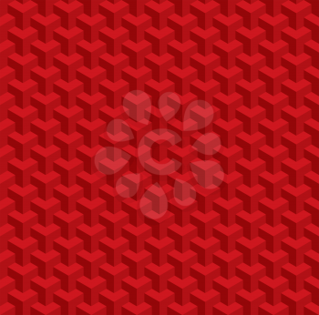 Christmas Red Isometric Seamless Pattern. 3D Optical Illusion Red Background Texture. Editable Vector EPS10 Illustration.