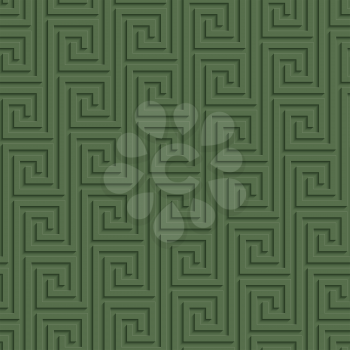 Classic meander seamless pattern in Kale Color. Greek key neutal tileable linear vector background.