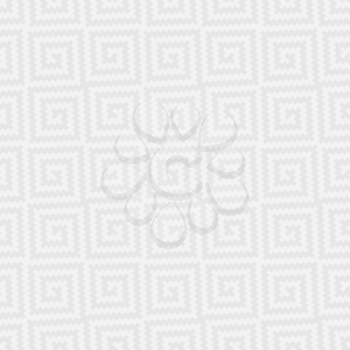 White Meander Pixel Art Pattern. White Neutral Seamless Pattern for Modern Design in Flat Style. Tileable Greek Key Vector Background.