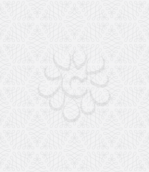 White Neutral Seamless Flourish Pattern. Tileable Squiggle Stroke Ornate. Vintage Flourish Vector Background.