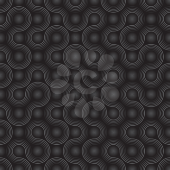 Dark Biotechnology Pattern. Neutral Seamless Bacterial Cells Wallpaper Pattern. Tileable Medical Vector Background.