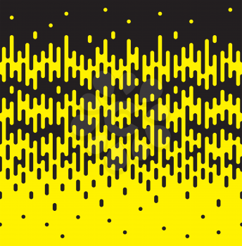 Halftone Transition Seamless Border of Vertical Rounded Melting Lines. Absract trendy tileable vector pattern in black and yellow.