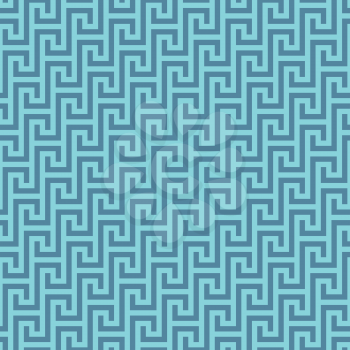 Blue Classic meander seamless pattern. Greek key neutal tileable linear vector background.