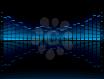 Blue Graphic Equalizer Display vector illustration with copy space. Head Up Display Equalizer.