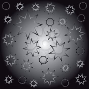 Abstract octagonal stars black and white vector illustration