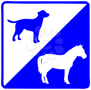 Royalty Free Clipart Image of a Dog and Horse Sign