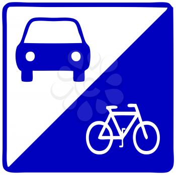 Royalty Free Clipart Image of a Biking and Car Sign