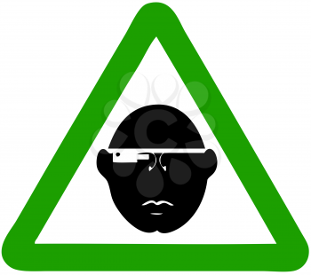 Royalty Free Clipart Image of a Man Wearing Computer Display Glasses Sign