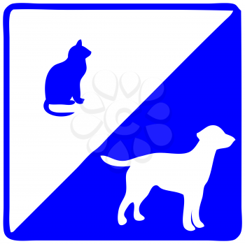 Royalty Free Clipart Image of a Dog and Cat Sign