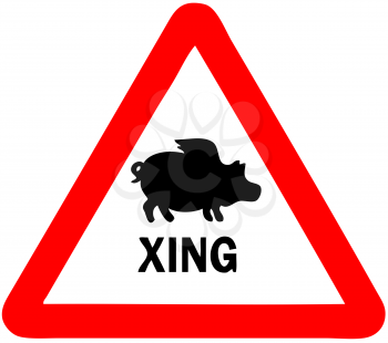 Royalty Free Photo of a Flying Pig Crossing Sign