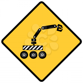 Royalty Free Clipart Image of a Robot Warning Sign