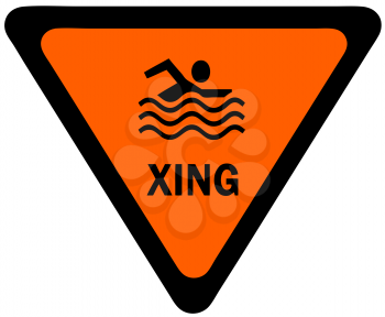 Royalty Free Clipart Image of a Swimming Crossing Sign