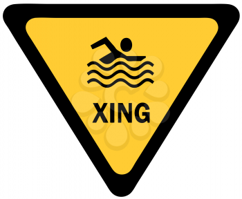 Royalty Free Clipart Image of a Swimmer Crossing Sign