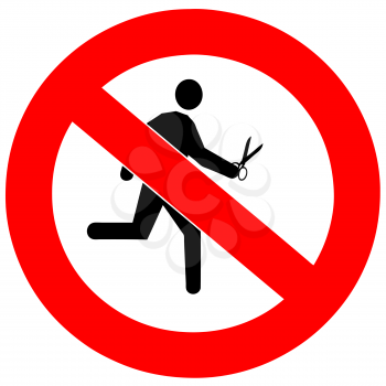 Royalty Free Clipart Image of a No Running With Scissors Sign