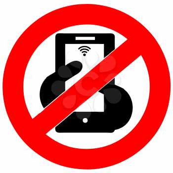 Royalty Free Clipart Image of a No Texting Sign