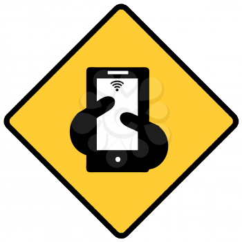 Royalty Free Clipart Image of a Texting Warning Sign