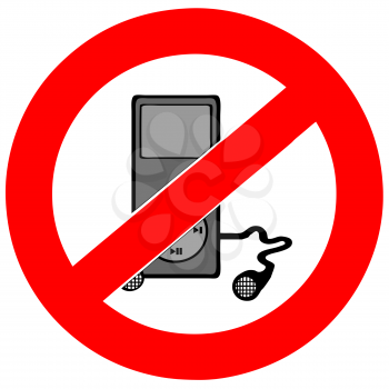 Royalty Free Clipart Image of a No MP3 Player Sign