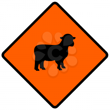 Royalty Free Clipart Image of a Sheep Caution Sign