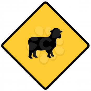Royalty Free Clipart Image of a Sheep Warning Sign