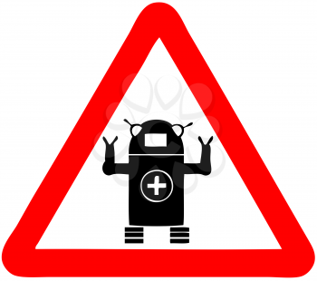 Royalty Free Clipart Image of a Robo-Medic Sign