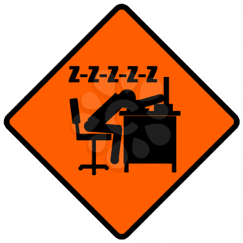 Royalty Free Clipart Image of a Sleeping Office Worker Sign