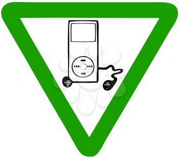 Royalty Free Clipart Image of an MP3 Player Sign