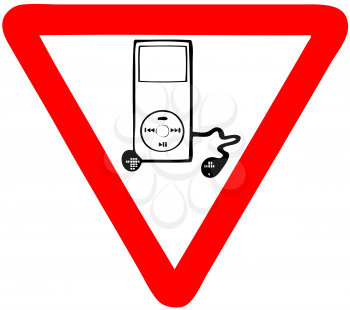 Royalty Free Clipart Image of an MP3 Player Sign