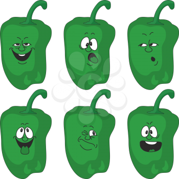 Royalty Free Clipart Image of a Set of Green Peppers