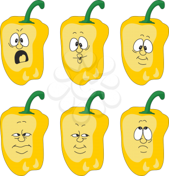 Royalty Free Clipart Image of a Set of Yellow Peppers