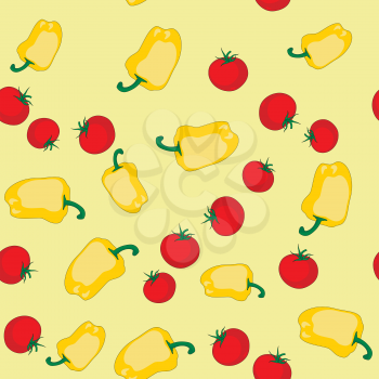 Yellow pepper and tomato seamless pattern 564