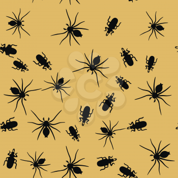 Beetle and spider insects seamless texture 666