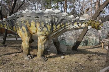 NOVOSIBIRSK, RUSSIA - APR 16: Realistic model of dinosaur  at Dinopark in Zoo on Apr 16, 2016 in Novosibirsk