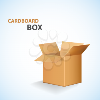 Cardboard Open Box isolated on white. Vector illustration