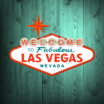 Las Vegas Sign on wood. Vector illustration