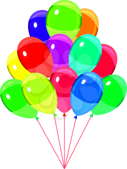 Balloons party happy birthday decoration multicolored. Isolated on white background. Vector illustration