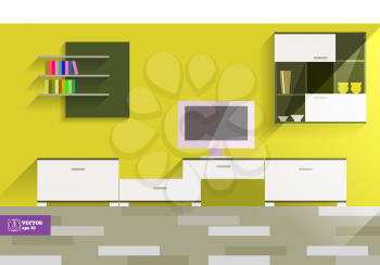 Abstract Flat Style Interior Desing. Vector illustration