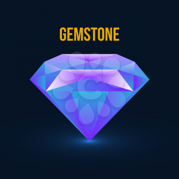 Gemstone isolated on dark background. Vector illustration