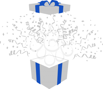 Open gift with confetti vector illustration background