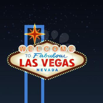 Night Las Vegas Sign with stars. Vector illustration