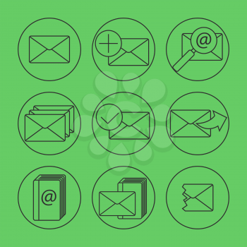 E-mail thin line icons set. Vector illustration