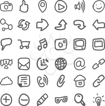 Set of Hand Draw Social Icons. Vector illustration
