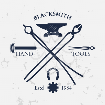 Set of vintage blacksmith labels and design elements vector illustration