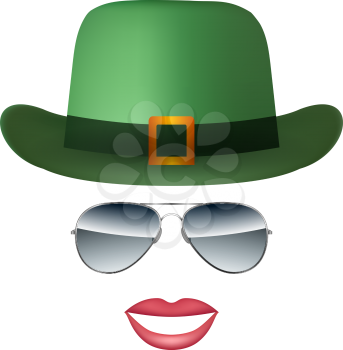 Hat Glasses and lips isolated on white background vector illustration