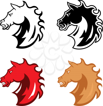 Angry wild stallion in cartoon design for mascot or equestrian sports design