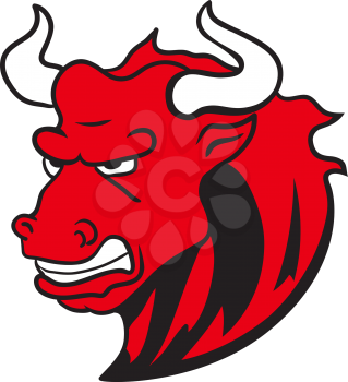 Angry wild bull in cartoon design for mascot or equestrian sports design vector
