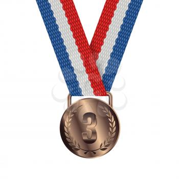 Bronze Medal Isolated on White Background Vector illustration